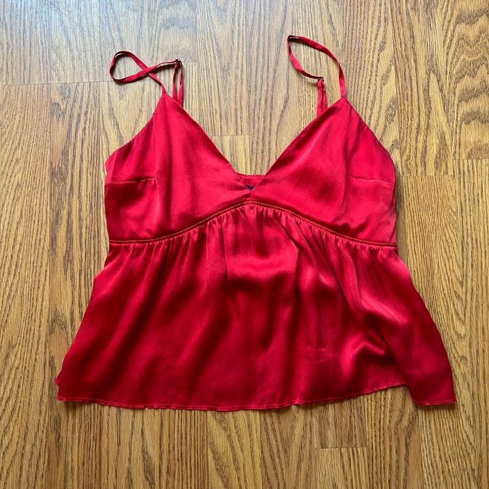 Reformation Red 100% Silk Top